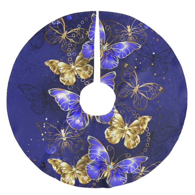 Composition with Sapphire Butterflies Brushed Polyester Tree Skirt (Front)