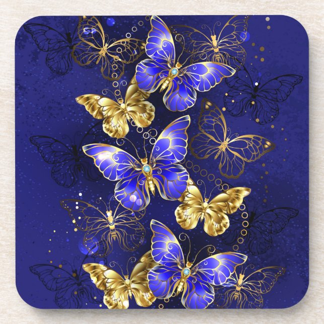 Composition with Sapphire Butterflies Coaster (Front)