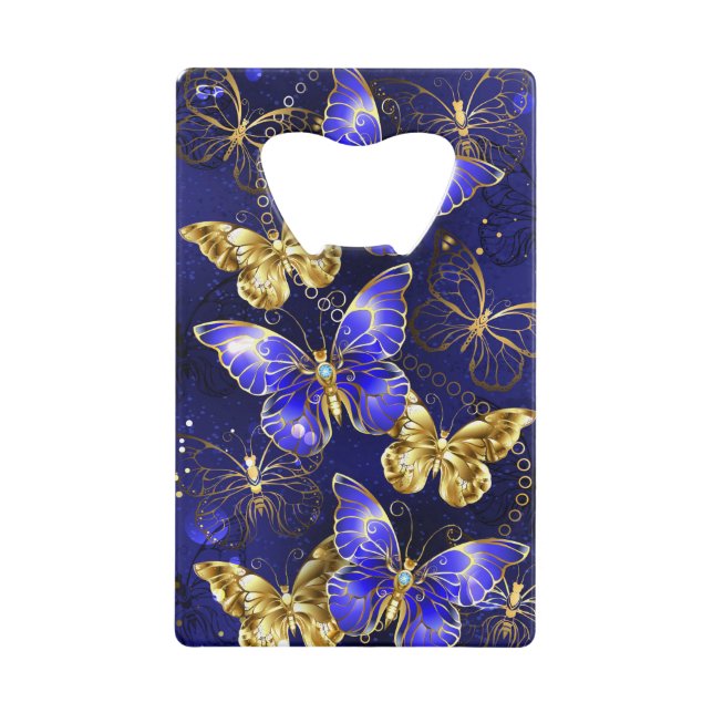 Composition with Sapphire Butterflies Credit Card Bottle Opener (Front)