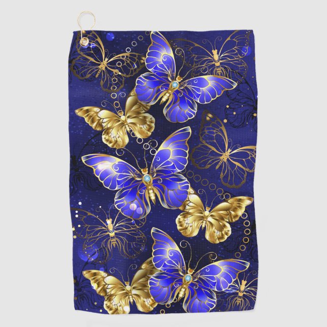 Composition with Sapphire Butterflies Golf Towel (Front)