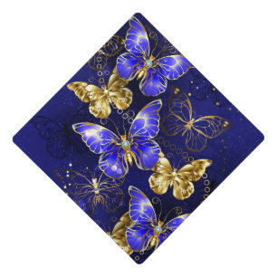 Composition with Sapphire Butterflies Graduation Cap Topper