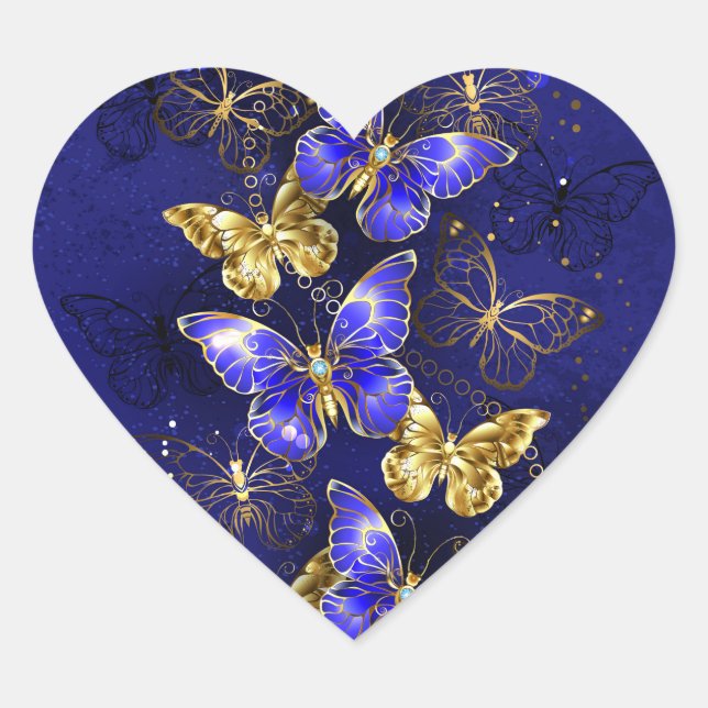 Composition with Sapphire Butterflies Heart Sticker (Front)