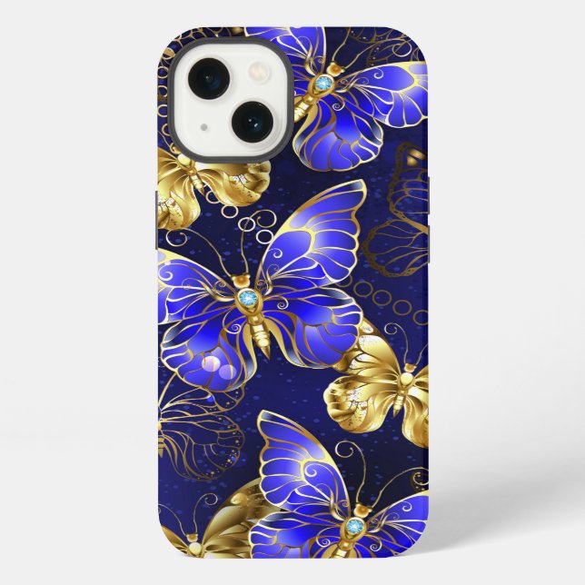 Composition with Sapphire Butterflies iPhone Case (Back)
