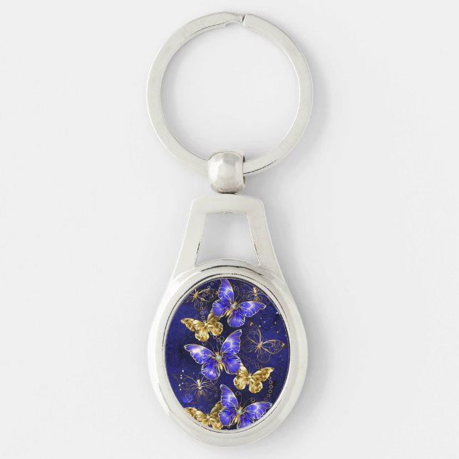 Composition with Sapphire Butterflies Keychain (Front)