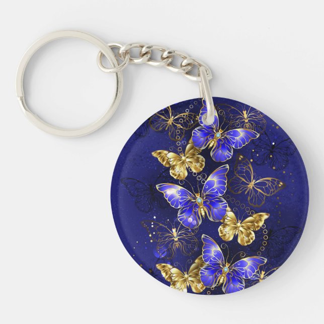 Composition with Sapphire Butterflies Keychain (Front)
