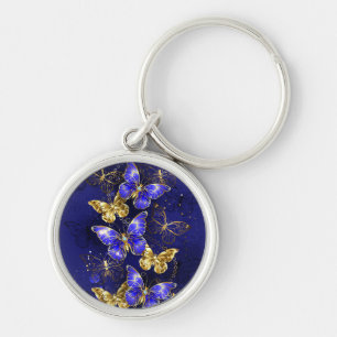 Composition with Sapphire Butterflies Keychain