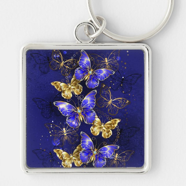 Composition with Sapphire Butterflies Keychain (Front)