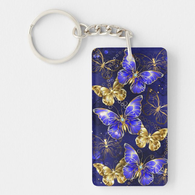 Composition with Sapphire Butterflies Keychain (Front)