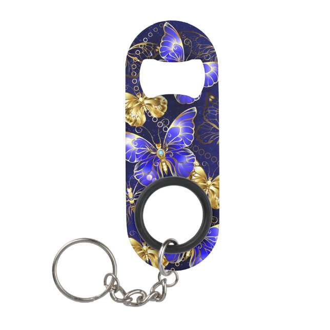 Composition with Sapphire Butterflies Keychain Bottle Opener (Front)