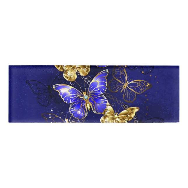 Composition with Sapphire Butterflies Name Tag (Front)