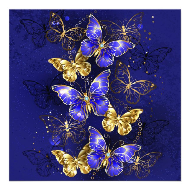 Composition with Sapphire Butterflies Photo Print (Front)