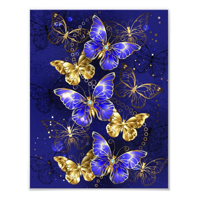 Composition with Sapphire Butterflies Photo Print (Front)