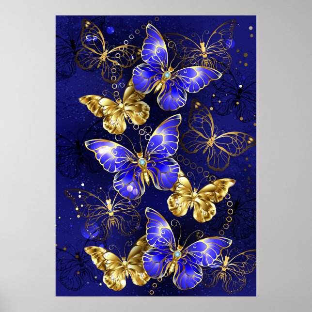 Composition with Sapphire Butterflies Poster (Front)