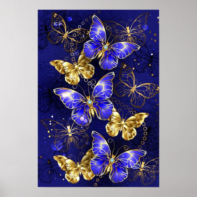 Composition with Sapphire Butterflies Poster (Front)