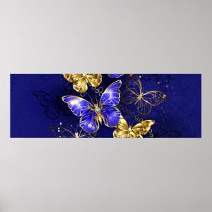 Composition with Sapphire Butterflies Poster