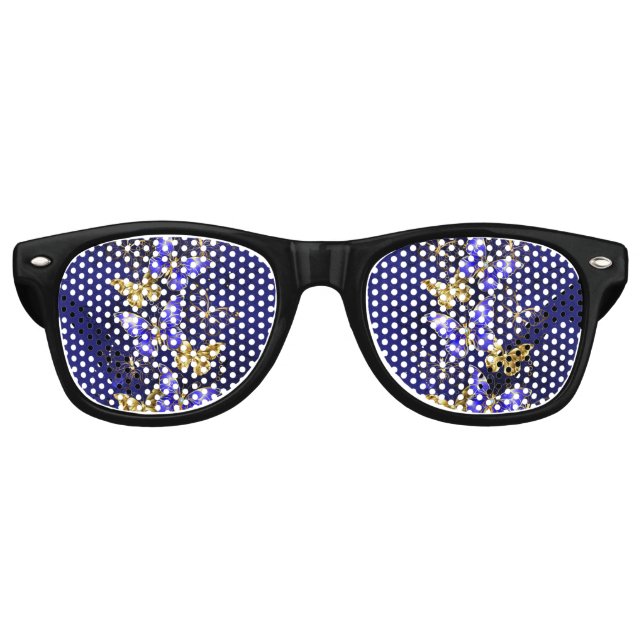 Composition with Sapphire Butterflies Retro Sunglasses (Front)