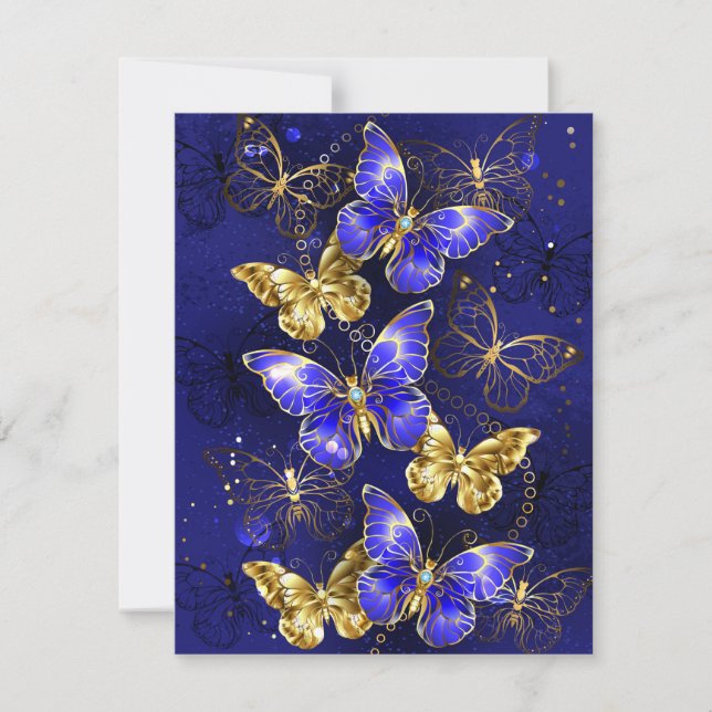 Composition with Sapphire Butterflies RSVP Card (Front)