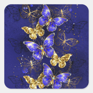 Composition with Sapphire Butterflies Square Sticker