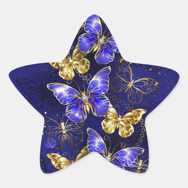 Composition with Sapphire Butterflies Star Sticker (Front)