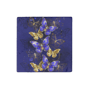 Composition with Sapphire Butterflies Stone Magnets