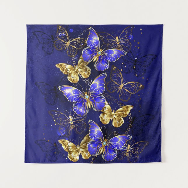 Composition with Sapphire Butterflies Tapestry (Front)