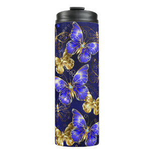 Composition with Sapphire Butterflies Thermal Tumbler