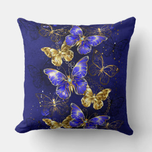 Composition with Sapphire Butterflies Throw Pillow