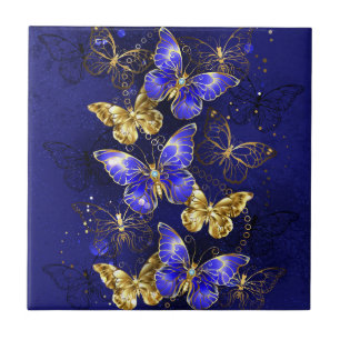Composition with Sapphire Butterflies Tile