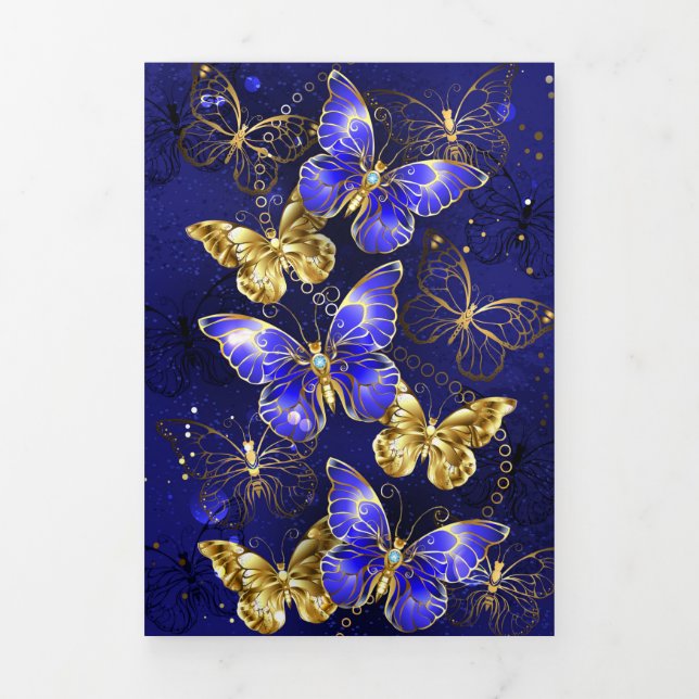 Composition with Sapphire Butterflies Tri-Fold Invitation (Cover)
