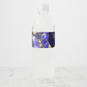 Composition with Sapphire Butterflies Water Bottle Label