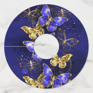 Composition with Sapphire Butterflies Wine Glass Tag