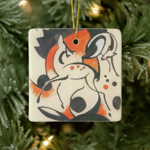Composition with Two Deer by Franz Marc Ceramic Ornament