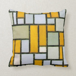 Composition Yellow and Gray, Mondrian Throw Pillow