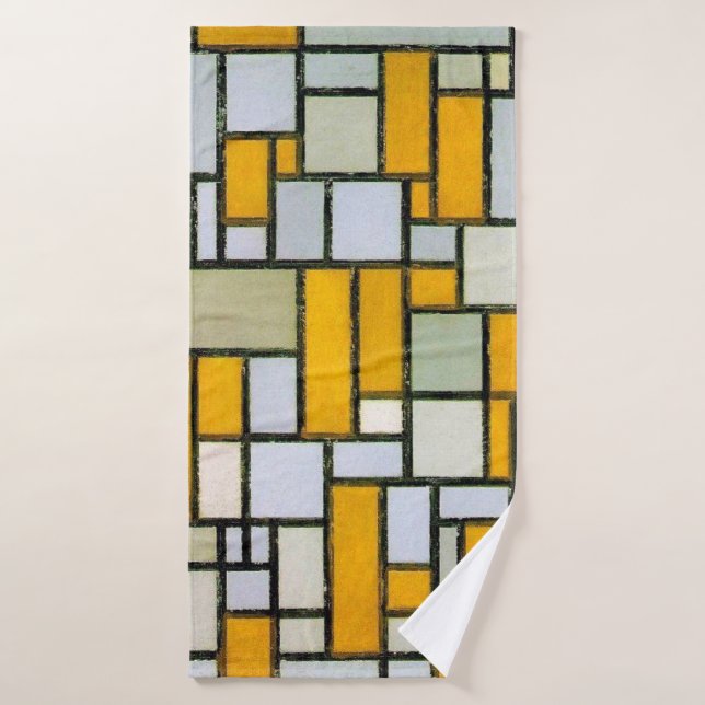Composition Yellow and Grey, Mondrian Bath Towel (Bath Towel)