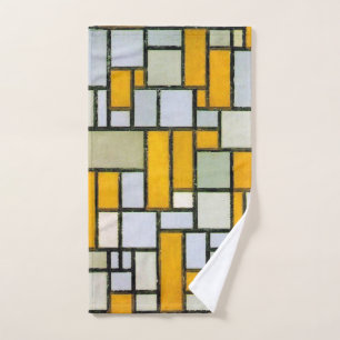 Composition Yellow and Grey, Mondrian Hand Towel