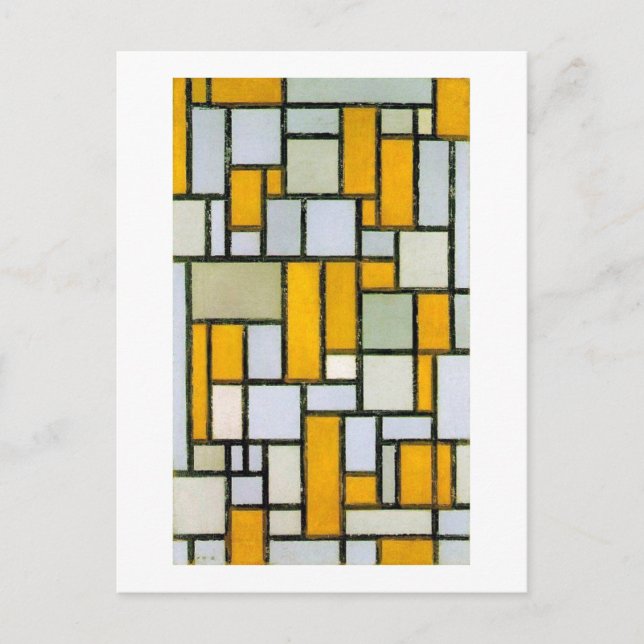Composition Yellow and Grey, Mondrian Postcard (Front)