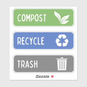 Compost Bin, Recycle, Trash Stickers