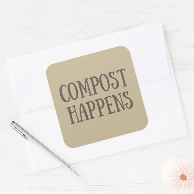compost happens composter square sticker (Envelope)