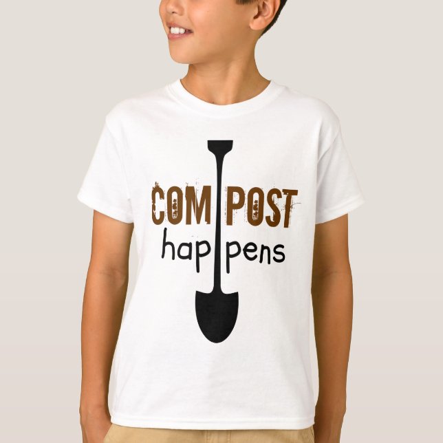 Compost Happens Mulch Humour Shovel T-Shirt (Front)