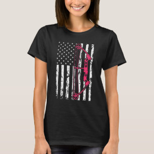 Compound Bow Archery USA American Flag Bowhunting  T-Shirt