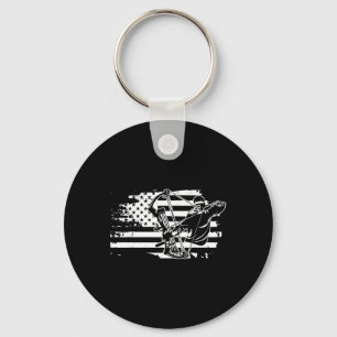 Compound Bow Hunting Gear Retro American Flag Mens Keychain
