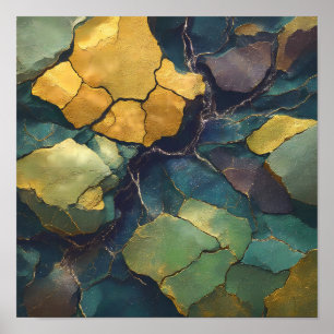 Compressed Mineral Wallpaper with Luminous Metalli Poster