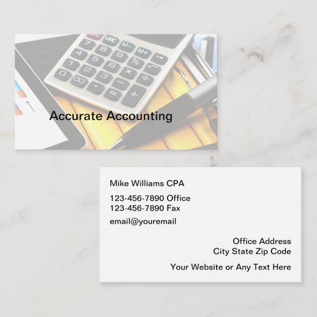 Comptable CPA Cartes de visite modernes (Devant / Derrière)