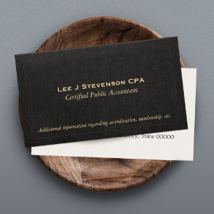 Comptable CPA Faux Black Linen Carte de visite