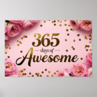 Compte à rebours d'anniversaire floral poster poin