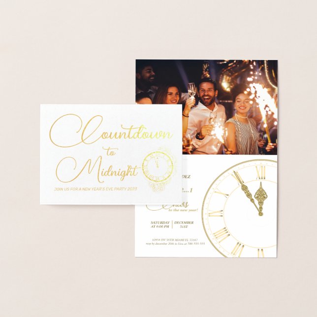 Compte à rebours jusqu'à minuit - Foil Invitation (Affichage)