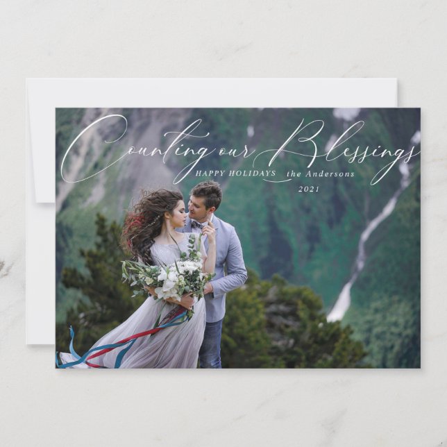 compte de nos bénédictions carte photo de vacances (Devant)