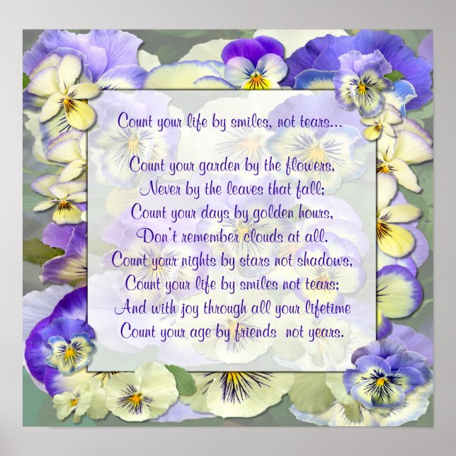 "COMPTEZ VOTRE VIE AVEC DES SOURIRES" ~ Poster (Devant)