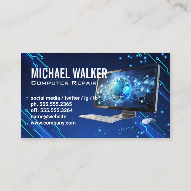 Computer AI | Tech Support | Hardware Business Card (Front)