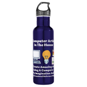 Computer artist in the house  710 ml water bottle